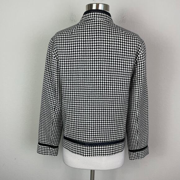 Pendleton Black White Houndstooth Wool Lambskin Trim Blazer 8 - Picture 6 of 8